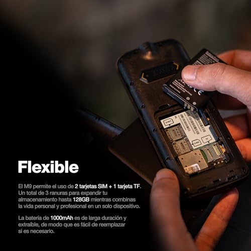 AGM M9 2G Téléphone Portable Robuste, Étanche IP68 Et IP69K, Grandes Touches, Police De Caractères Large, Numérotation Abrégée, 3 Emplacements pour Cartes, Radio FM, Lampe Torche, Batterie 1000 MAh