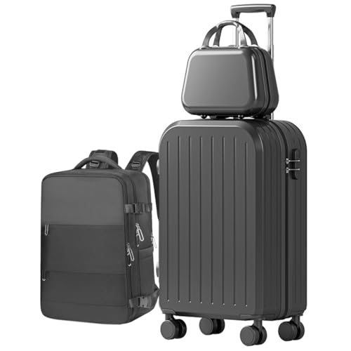 Juego de Maletas de Viaje,Set de 3 Piezas de Equipaje, 20 y 14 Pulgadas + Mochila de viaje, Mango Telescópico, Ruedas Giratorias 360°, Resistente ABS, Con Compartimentos Y Correa Ajustable