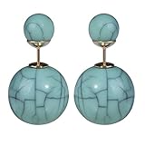 Lackingone Women's Double Side Stud Ball Earrings Marble Patterns Fashion Jewelry