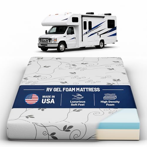 Greaton, 10-Inch Gel Memory Foam RV Mattress Replacement, Medium Firm, Travel C…