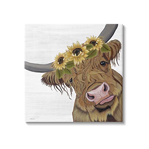 Stupell Industries Cute Highland Cattle, 36 x 36 Inch Canvas Wall Art