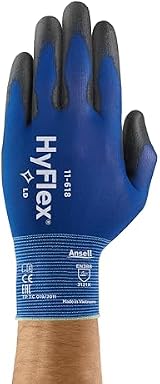 Ansell HyFlex 11-618 Mechanics Gloves PU Coated Safety Touchscreen Blue L view 2