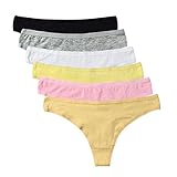 YiRing 6-Pack Women Sexy Soft Cotton Thong Panties (S)