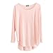 Shawhuaa Womens Casual Long Sleeve Asymmetric Hem T-shirt (One Size, Light Pink)