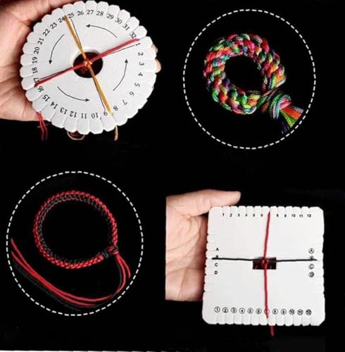Wxinsheng Knitting Disc, 2 Pieces Braided Plate for Handmade Fabric, Braided Cord, Jewelry with Beads and DIY Projects (Round + Square)