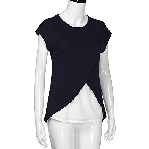 Clearance,Women's Loose Soft Layered Maternity Nursing Tops and Shirt for Breastfeeding (M, Black)