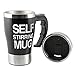 Tera 350ml HOT Stainless Plain Lazy Self Stirring Mug Auto Mixing Tea Coffee Cup Black Office Home Gift Novelty with Tera Dust Cloth