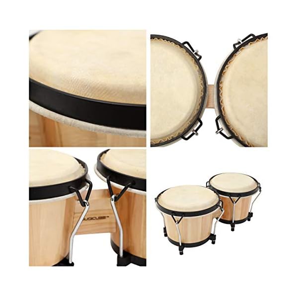 MUSICUBE Bongo Drum Set, 6” and 7” Percussion Instrument, Wooden and Metal Drum for Adult Kids Beginners Professionals… - Image 5
