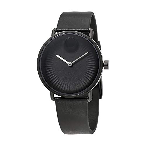 Movado Edge Black Dial Leather Strap 40 mm Mens Watch 3680039