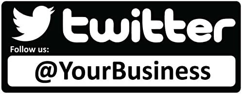 Basic Vinyl - Business Retail Decal - Personalized Custom Social Media Advertising for Your Company - Follow Us On Twitter (12 inch wide, Gloss Black)