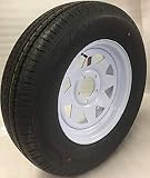 14" White Spoke Trailer Wheel with Radial ST205/75R14 8 PLY Tire Mounted (5x4.5) bolt circle
