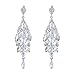 EVER FAITH Bridal Silver-Tone Teardrop Cluster Chandelier Earrings Clear Austrian Crystal