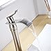 BWE Vessel Sink Faucet Brushed Nickel Single Hole Commercial Waterfall Bathroom Faucet with Pop Up Drain Without Overflow and Supply Line Modern Tall Faucet Bath Sink Lavatory Mixer Water Tap