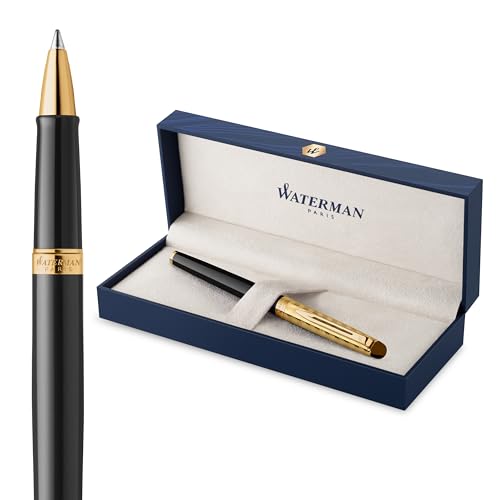 Waterman Hemisphere Rollerball Pen | The Opera Collection | Fine Point with Black Ink | Black & Gold Trim | Gift Box