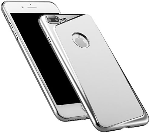 AmazingBull iPhone 7 Plus / iPhone 8 Plus (5.5 inch) Ultra-thin PU leather hard case with embedded metallic tablet, nanometer electroplating frame, Special Plus Design (Silver)