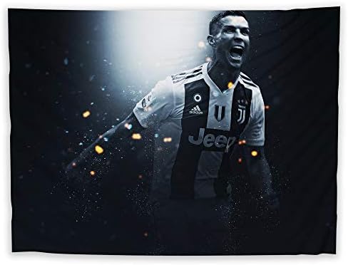 JackGo7 C Ronaldo Tapestry Art Wall Hanging Sofa Table Bed Cover Mural Beach Blanket Home Dorm Room Decor Gift (60X45inch/150x113cm)