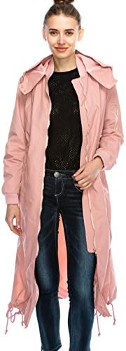 JEZEEL Women's Zipper Pocket Detail Hooded Long Waterproof Jacket. (DH419)