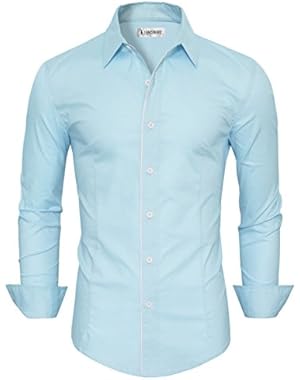 Mens Classic Long Sleeve Plain Dress Shirt
