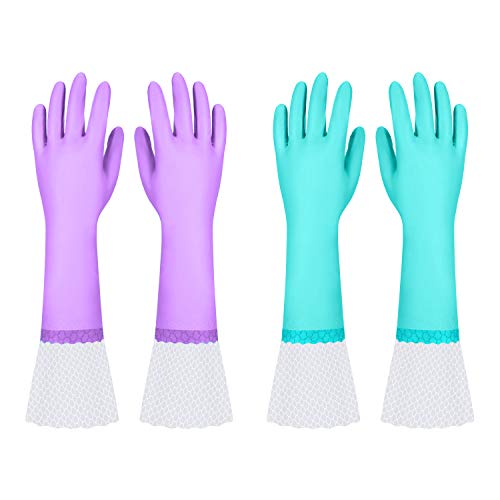 Long Dishwashing Cleaning Gloves with Latex Free, Long Cuff,Cotton