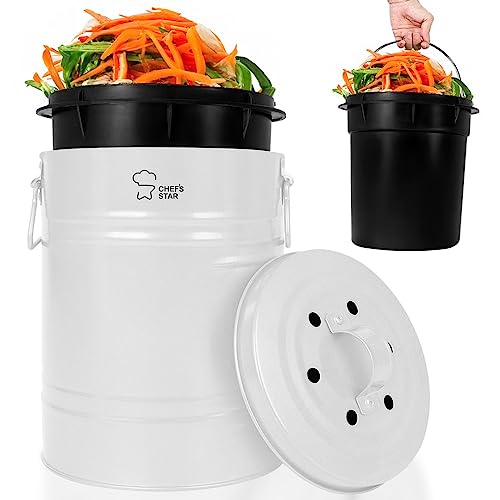 Chef's Star Countertop Compost Bin for Kitchen, Indoor Compost Bin for