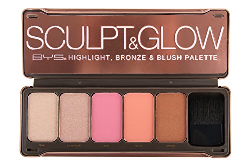 BYS Sculpt and Glow Makeup Highlight Bronze Blush Palette with Brush