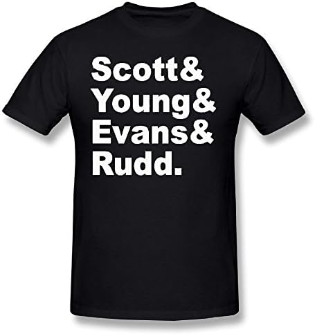 WUXJ0KKIL Mens Scott &amp; Young &amp; Evans &amp; Rudd - Rock Music Particular Tee Black Size L
