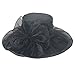 ICSTH Womens Organza Kentucky Derby Church Party Floral Wide Brim Summer Hat (One Size, Black)