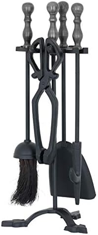 Hill Interiors Hand Turned Fire Pewter Handle Companion Set