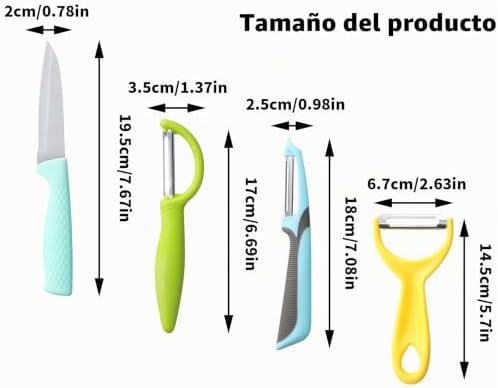 4 Piezas Pelador, Pelador Giratorio de Verduras de Acero Inoxidable, Cuchillo para Frutas con Mango Antideslizante para Patatas, Manzanas, Zanahorias y Pepinos — foto 2 de 7