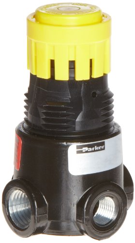Parker 14R118FC Regulator, Relieving Type, 2-125 psi Pressure Range, Gauge, 15 scfm, 1/4" NPT