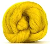 4 oz Paradise Fibers 64 Count Dyed Buttercup (Yellow) Merino Top Spinning Fiber Luxuriously Soft Wool Top Roving for Spinning with Spindle or Wheel, Felting, Blending and Weaving