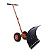 Ohuhu Wheeled Snow Shovel, Heavy Duty Metal Rolling Snow Pusher Snow Removal Tool for Driveway Doorway