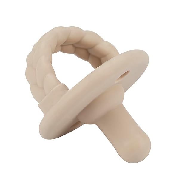 ITZY RITZY SILICONE PACIFIERS FOR AGES 6-18 MONTHS – ITZY SOOTHER PACIFIERS FEATURE COLLAPSIBLE HANDLE & TWO AIR HOLES FOR ADDED SAFETY – SET OF 2 IN BUTTERCREAM & TOAST