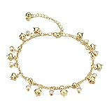 Fate Love Heart Shape Pendant Twisted Rope Chain Anklet 18k Gold Plated Foot Chain, 8