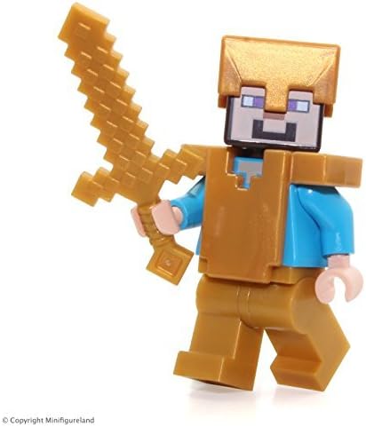 Amazon Lego Minecraftミニフィギュア Steve W パールゴールドヘルメット Armor 脚 ブロック おもちゃ
