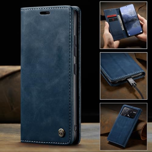 Monweicz Case for Xiaomi Poco X6 Pro 5G, [Magnetic Case], [Wallet Case], with Card Holder Stand Protective Flip Wallet Anti-Shock Case for Xiaomi Poco X6 Pro 5G-Blue