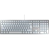 Cherry KC 6000 Slim Keyboard - Cable Connectivity - USB Interface - English (US) - Mac OS - Scissors Keyswitch - Silver, White - TAA Compliance (Renewed)