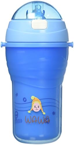 Wawa Water Bottle for kids – Double insulated drinking bottle for children, PLUS silicone straw and handy string Scald proof, leak proof, lightweight BABY SAFE for happy, hydrated toddlers Blue, 12 oz