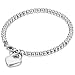 Cupimatch Stainless Steel Love Heart Charm Bracelet for Women (Silver)