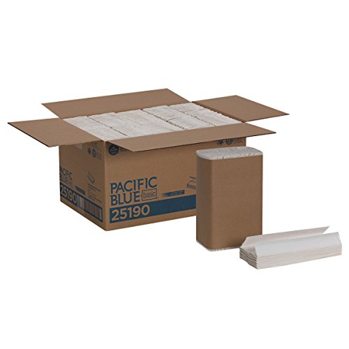 Pacific Blue Basic C-Fold Recycled Paper Towel by (previously branded Envision) GP PRO; White, 25190; 240 towels per pack, 10 packs per case