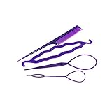 4Pcs Set Hair Styling Clip Bun Donut Twist Braid Ponytail Maker Accessories Tool Purple