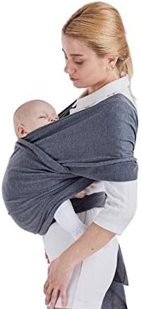Baby Wrap Carrier and Ring Sling by Kids N' Such | Charcoal Gray Cotton | Use as a Postpartum Belt and Nursing Cover with Free Carrying Pouch | Best Baby Shower Gift for Boys or Girls (Light Grey)