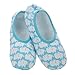 Snoozies Skinnies Lightweight Slippers | Cozy Slippers for Women | Travel Flats On The Go | Womens Slippers | Blue Hippos | Large