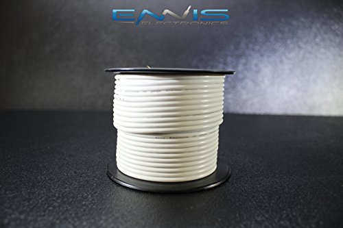 14 GAUGE WIRE WHITE BY ENNIS ELECTRONICS 100 FT SPOOL PRIMARY AUTOMOTIVE AWG COPPER CLAD