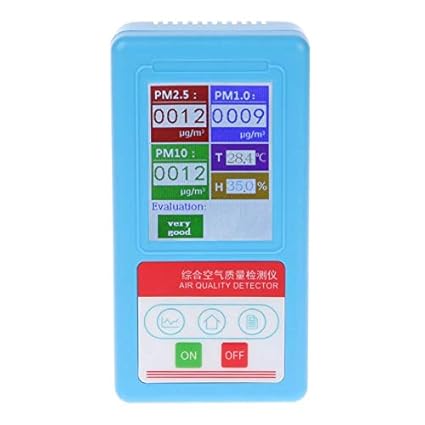 SODIAL Pm1.0 Pm 2.5 Pm10 Analizador de Gas 9 Tipos Detector de Partículas Monitor