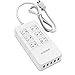 QICENT 6 AC Outlets Desktop Surge Protector with 5 USB (40W 8A) Charger Ports for Kindle Fire/iPhone 7/iPad Universal for Home & Office - White