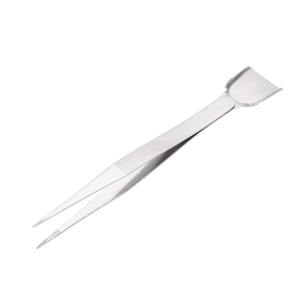 Professional Craft Jewelry Tool, Jewelry Tweezers with Scoop for Diamond Gem Beads for Jewelry, Craft and Electronics, Stainless Steel Pointed End Tweezers with Attached Shovel, Jewelry Making Tool