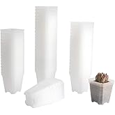 BangQiao 60 Pack Small 2.70 Inch Plastic Square Nursery Pot, Plant Starting and Transplant Planter Container with Drainage Hole for Seed Germination, Clear