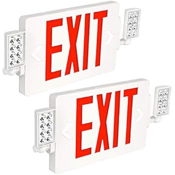 Hykolity Ultra Slim Red Exit Sign, 120-277V Double Face LED Combo Emergency Light with Adjustable Two Head and Backup Battery - 2 Pack