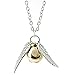 Fineder 1 Pack Golden Snitch Quicksilver Golden Pearl Necklace Fairy Jewelry Party Supplies